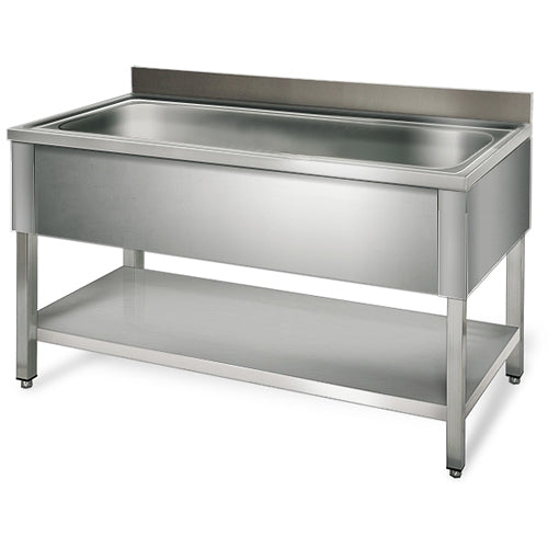 Skyrainbow Spültisch (1 Becken Mitte), Edelstahl, Silber, 1200x700x850mm