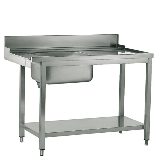 Mastro rechter Zulauftisch mit Becken links für Korbdurchschubspüler, B=1200 mm