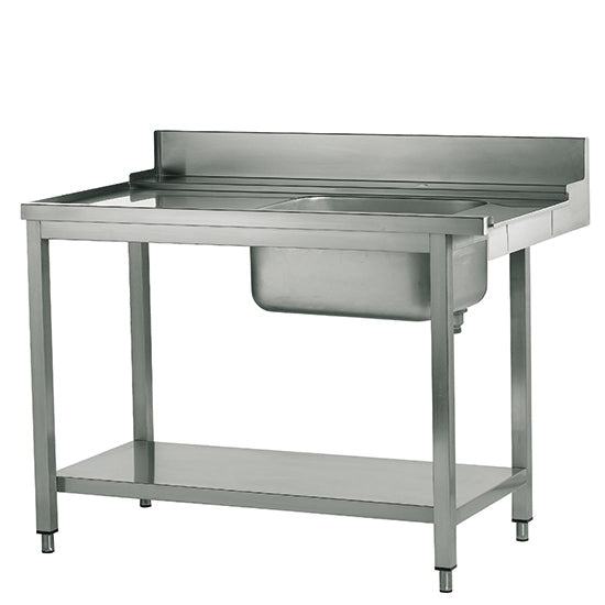 Mastro linker Zulauftisch mit Becken rechts für Korbdurchschubspüler, B=1200 mm
