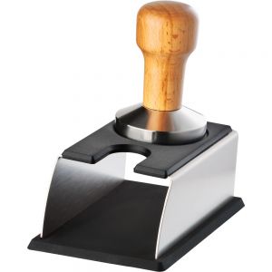 Stalgast Tamperstation (Für Tamper bis 58mm Durchmesser), Edelstahl und Silikon, Schwarz und Silber, 80x140x55mm