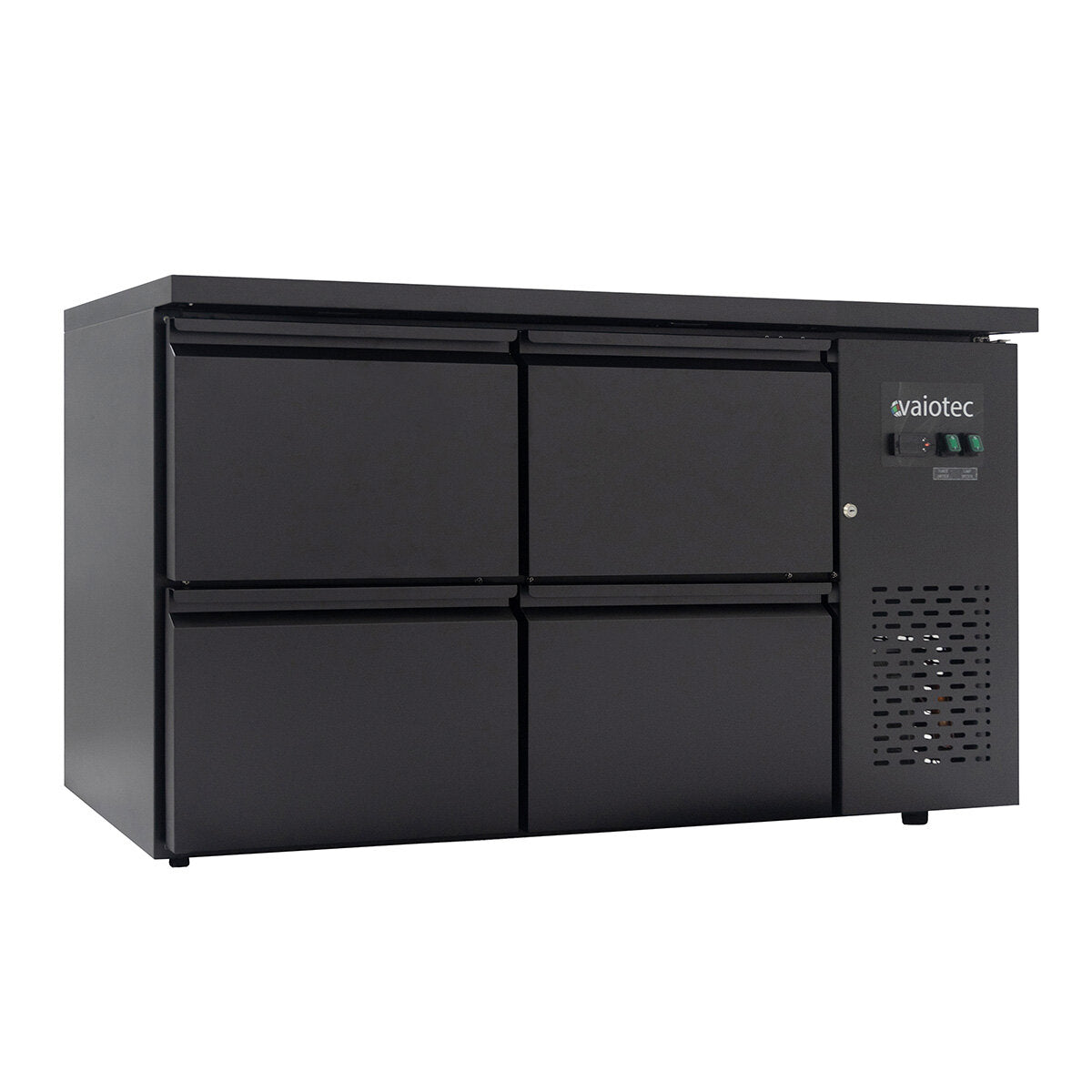 Vaiotec Barkühltisch "EASYLINE" (4 Schubladen), Edelstahl, Schwarz, 0,39kW, 230V, 280L, 1465x520x840mm