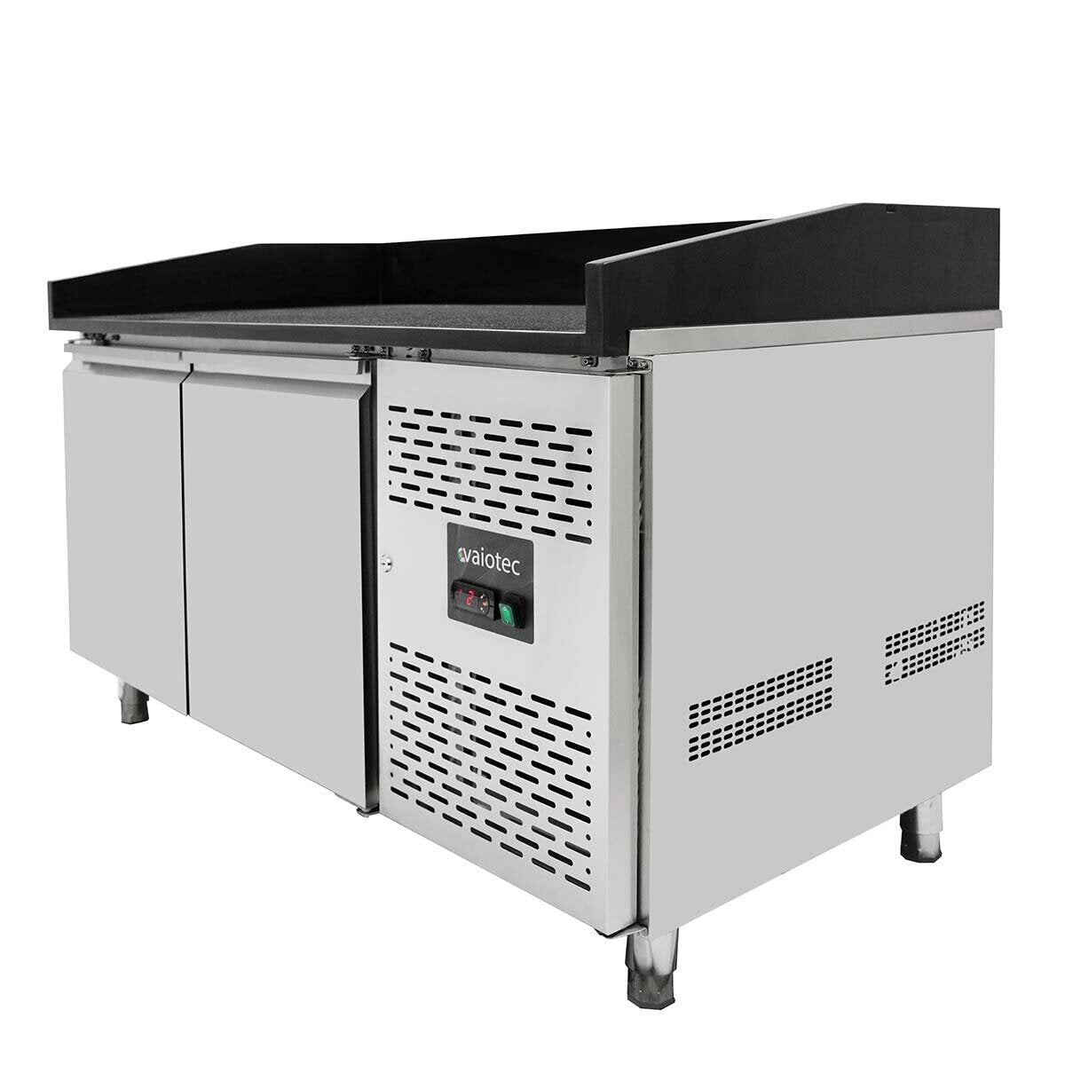 Vaiotec Pizzakühltisch "EASYLINE 800" (2-türig), Edelstahl und Granit, Silber und Schwarz, 0,235kW, 230V, 1510x800x1000mm