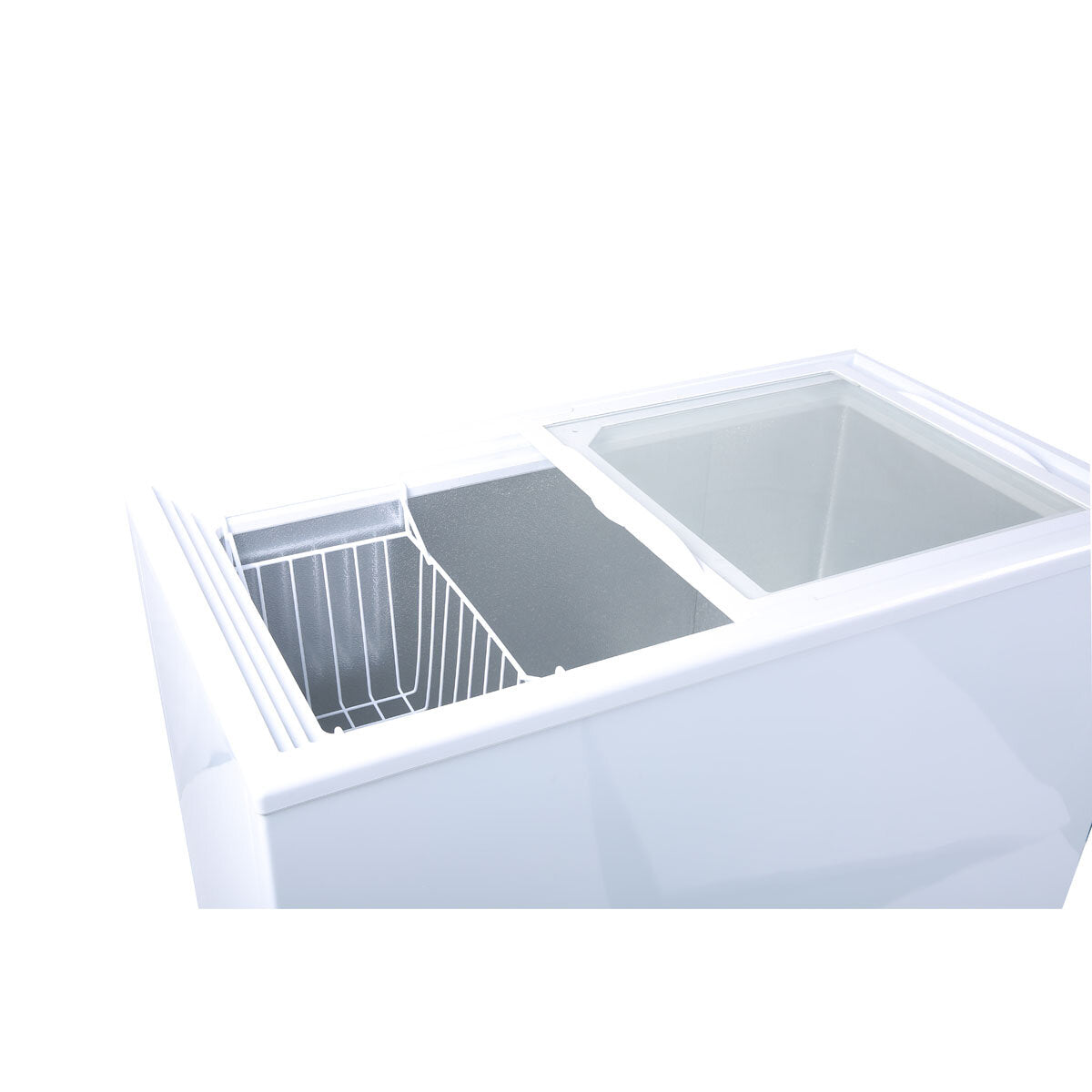 Vaiotec Tiefkühltruhe "EASYLINE 200" (mit Glasschiebedeckel), Aluminium, Weiß, 0,145kW, 230V, 200L, 960x525x840mm