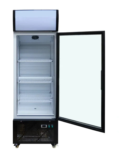 Skyrainbow Getränkekühlschrank (Mit Display), Edelstahl und Kunststoff, Schwarz und Weiß, 0,27kW, 230V, 305L, 650x588x2005mm