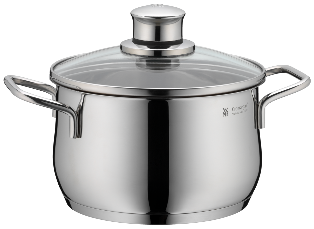 WMF Topf-Set (4-teilig), Edelstahl 18/10, Silber, Serie: DIADEM PLUS (Beinhaltet: Kochtopf mit Deckel 16cm + 20cm + 24cm, Stielkasserole ohne Deckel 16cm)