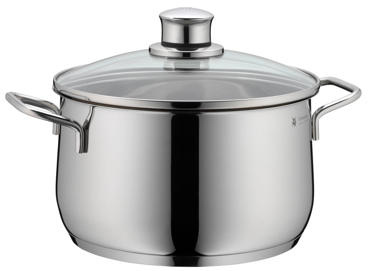 WMF Topf-Set (4-teilig), Edelstahl 18/10, Silber, Serie: DIADEM PLUS (Beinhaltet: Kochtopf mit Deckel 16cm + 20cm + 24cm, Stielkasserole ohne Deckel 16cm)