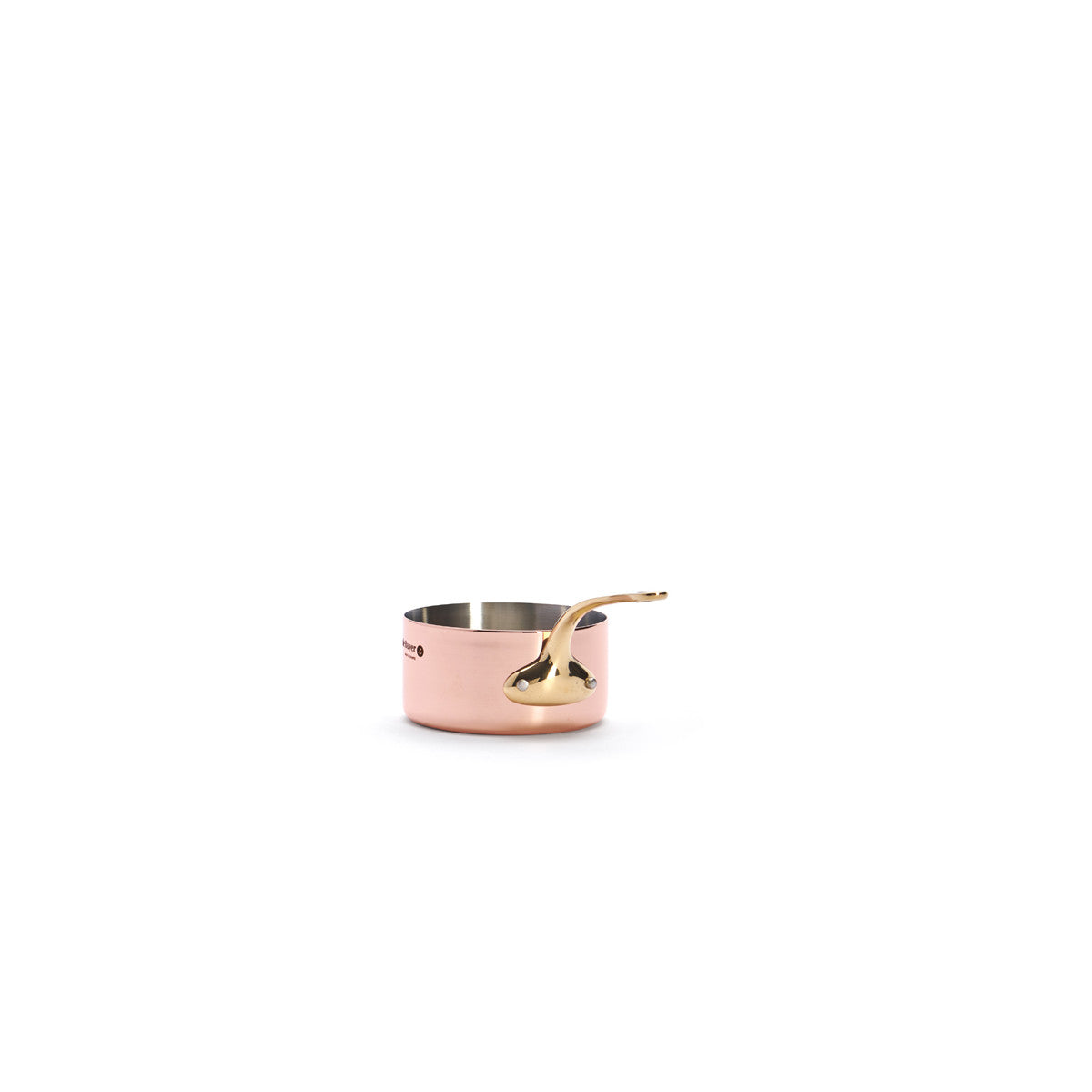 de Buyer Mini-Stielkasserolle (mit Messinggriff, mit Deckel), Kupfer, Edelstahl und Messing, Kupfer und Gold, Serie: INOCUIVRE, Durchmesser: 9cm