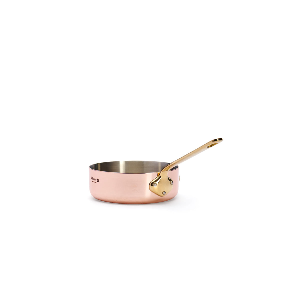 de Buyer Sauteuse (mit Messinggriff), Kupfer und Messing, Kupfer und Gold, Serie: INOCUIVRE, Durchmesser: 16cm