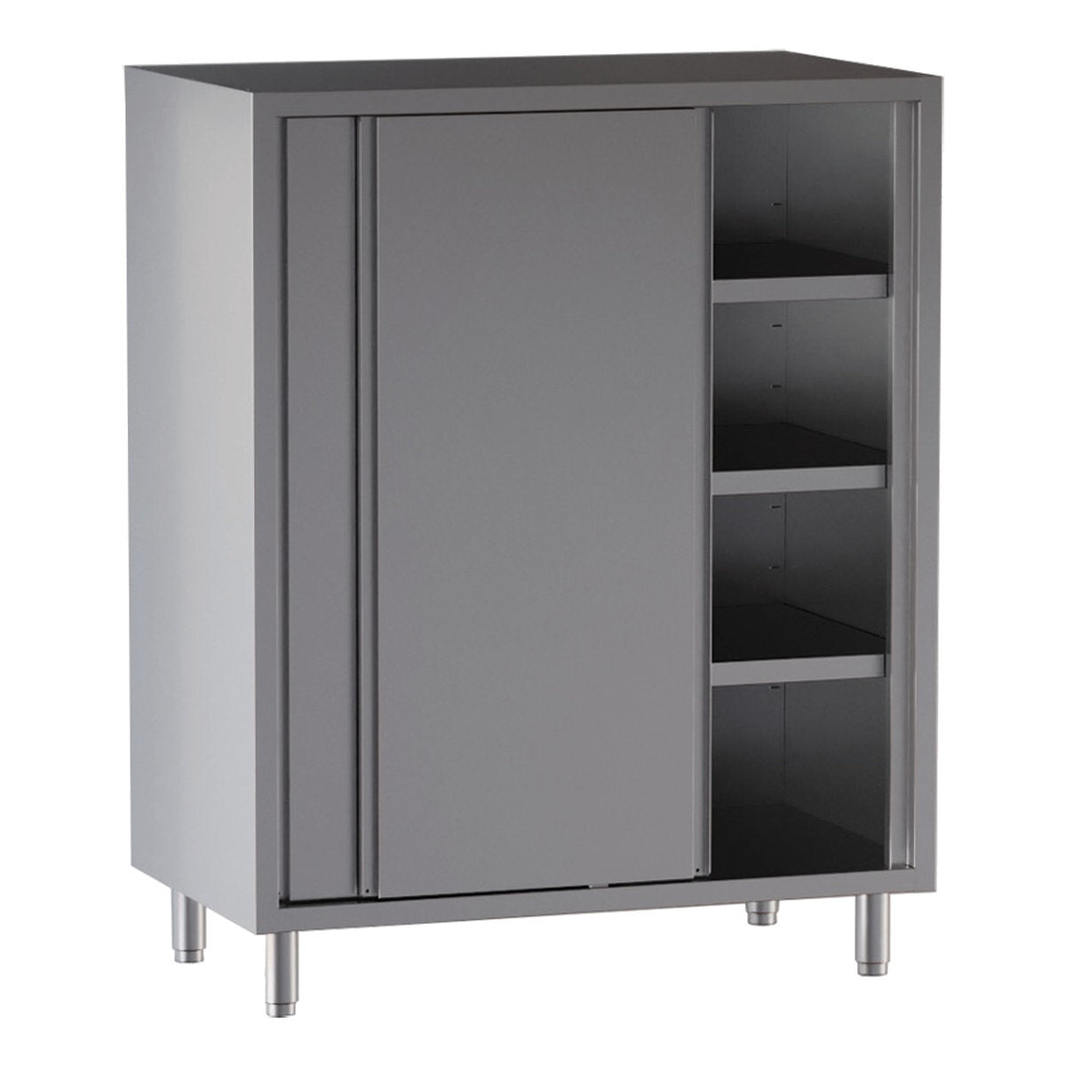Vaiotec Hochschrank "TOPLINE 700" (mit 2 Schiebetüren), Edelstahl, Silber, 1500x700x1800mm