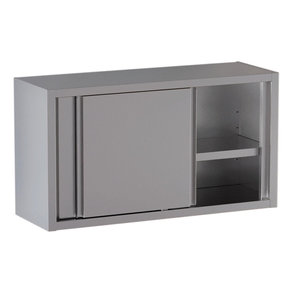 Vaiotec Wandhängeschrank "TOPLINE 400" (mit 2 Schiebetüren und 1 Zwischenboden), Edelstahl, Silber, 2000x400x660mm