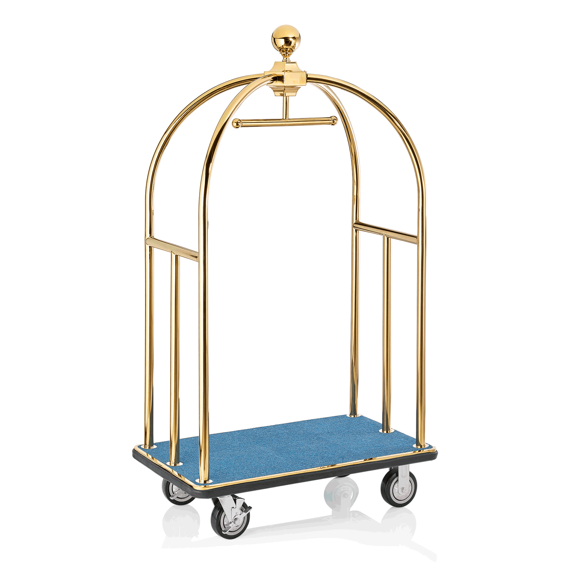 WAS Germany Gepäckwagen, Edelstahl, Gold mit blauem Teppich, 112x60x185cm (2242001)