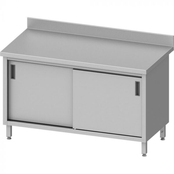 Stalgast Edelstahl Arbeitsschrank ECO mit Flügel- oder Schiebetüren, mit Aufkantung, H: 850mm