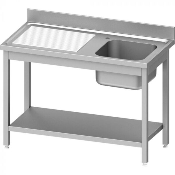 Stalgast Edelstahl Spültisch ECO mit 1 Becken, mit Aufkantung & Grundboden