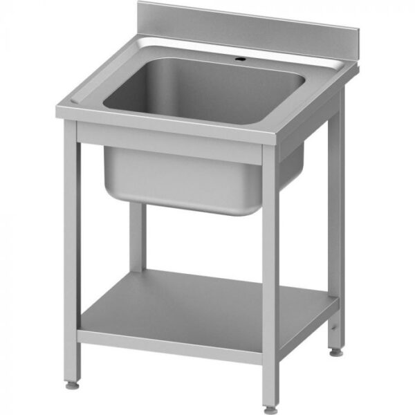 Stalgast Edelstahl Spültisch ECO mit 1 Becken, mit Aufkantung & Grundboden