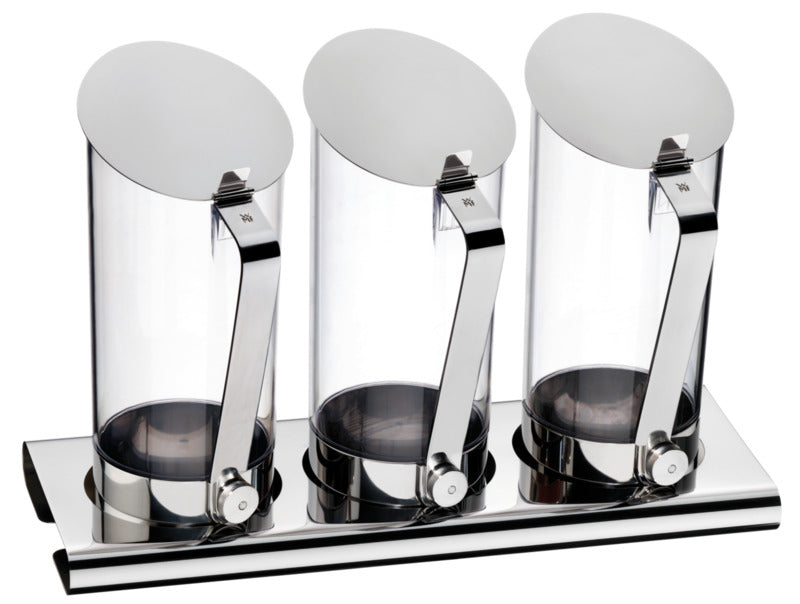 WMF Müsli-/Saft-Set, Edelstahl, 3 Schüttflöten mit Deckel, Inhalt: 3x2L, Cerealien Größe: 42,5x16,4x29,4cm