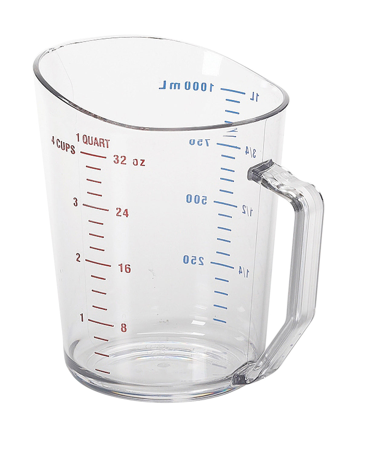Cambro Camwear® Polycarbonat Messbecher 1 Liter, mit Messskala, durchsichtig, 12 Stück im Karton - 100MCCW135