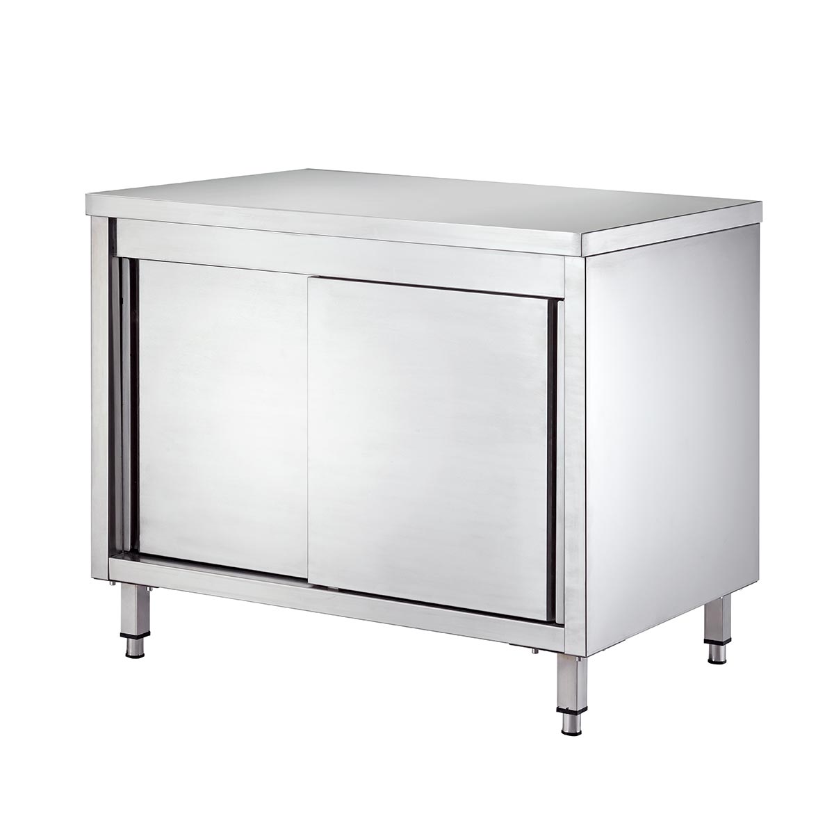 Vaiotec EASYLINE Arbeitsschrank "600" (mit 2 Schiebetüren), Edelstahl, Silber, 1400x600x850mm