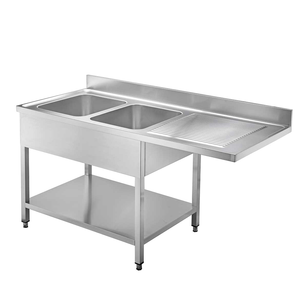 Vaiotec EASYLINE Spülcenter 600, 2 Becken links & Abtropffläche, inkl. Aufkantung, 1600x600x900mm