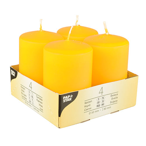 Papstar 6 x 4 Stumpenkerzen Ø 50 mm · 80 mm gelb