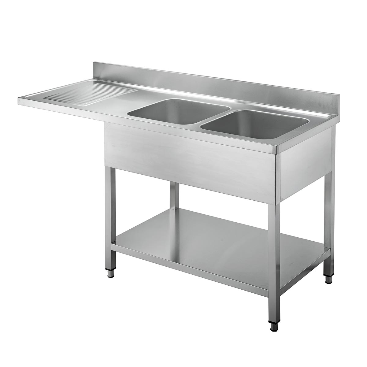 Vaiotec TOPLINE Spülcenter 700, 2 Becken rechts & Abtropffläche, inkl. Aufkantung, 1800x700x900mm