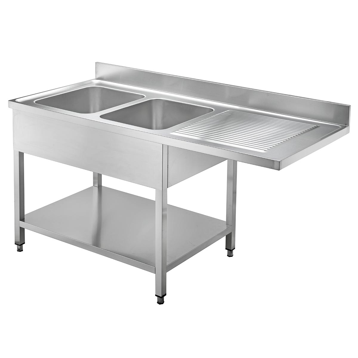 Vaiotec TOPLINE Spülcenter 700, 2 Becken links & Abtropffläche, inkl. Aufkantung, 2000x700x900mm