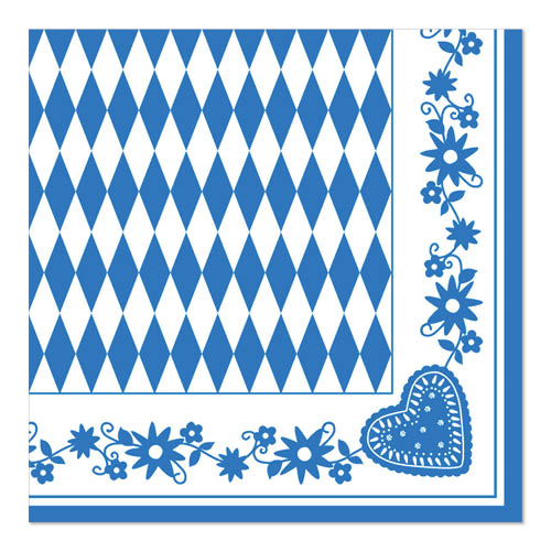 Papstar 250 Servietten 1/4-Falz 40 cm x 40 cm "Bayrisch Blau"