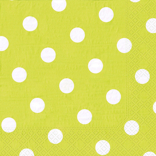 Papstar 10x 20 Servietten, 3-lagig 1/4-Falz 40 cm x 40 cm limonengrün "Dots"