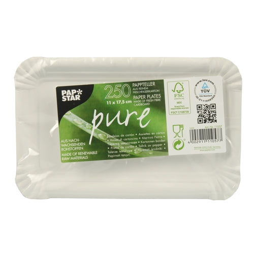 Papstar 1.000x Teller, Pappe, Weiß, Serie: Pure, 17,5x11cm