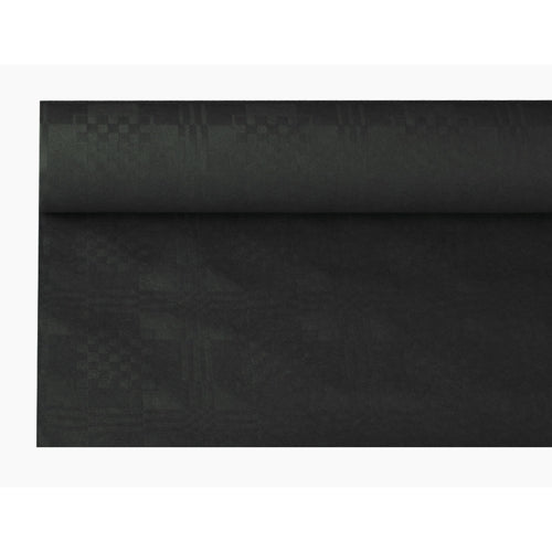 Papstar 12x Papiertischtuch mit Damastprägung 8 m x 1,2 m schwarz