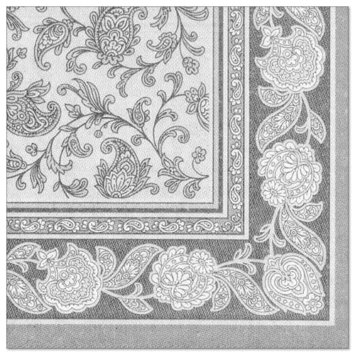 Papstar 160 Servietten "ROYAL Collection" 1/4-Falz 40 cm x 40 cm grau "Ornaments"