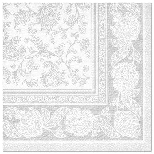Papstar 250 Servietten "ROYAL Collection" 1/4-Falz 40 cm x 40 cm weiss "Ornaments"