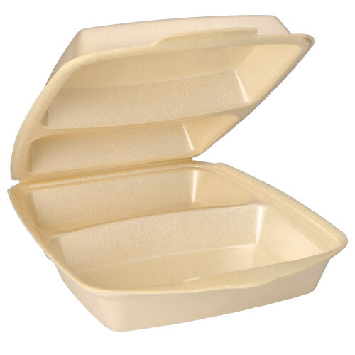 Papstar 4x 50 Menüboxen mit Klappdeckel, XPS 2-geteilt 7,5 cm x 22 cm x 28,5 cm beige laminiert