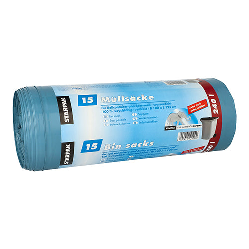 Papstar 4x 15 Müllsäcke, LDPE 240 l 125 cm x 100 cm blau extra stark und extra reißfest