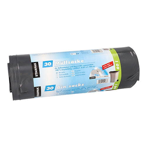 Papstar 4x 30 Müllsäcke, LDPE 60 l 100 cm x 57 cm schwarz extra stark und extra reißfest