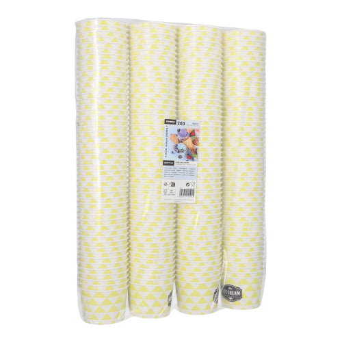 Papstar 1.800 Eisbecher "Triangle", Pappe, Gelb, Inhalt: 150ml, Durchmesser: 7,7cm, Höhe: 5,5cm