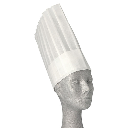 Papstar 10x 5 Kochmützen, Vlies 30 cm x 28 cm weiss "Toscana" größenverstellbar, gelegte Falten