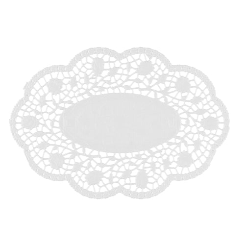 Papstar 10x 500 Mokkadeckchen oval 24 cm x 16,5 cm weiss