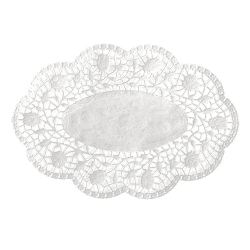 Papstar 10x 500 Mokkadeckchen oval 18 cm x 13 cm weiss