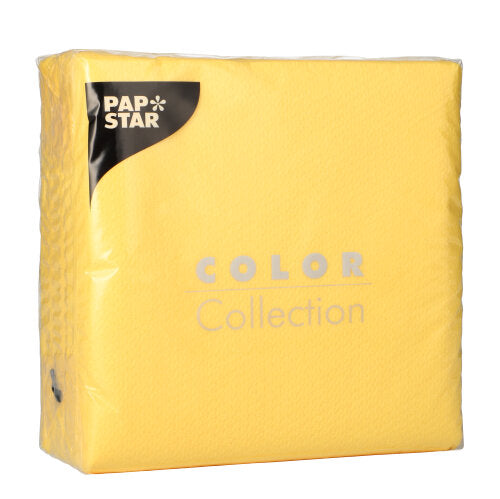 Papstar 12x 100 Servietten, 1-lagig 1/4-Falz 33 cm x 33 cm gelb