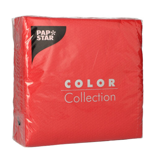 Papstar 12x 100 Servietten, 1-lagig 1/4-Falz 33 cm x 33 cm rot