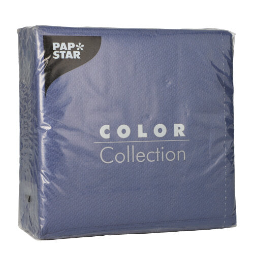 Papstar 12x 100 Servietten, 1-lagig 1/4-Falz 33 cm x 33 cm dunkelblau