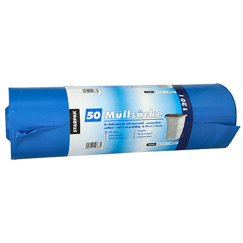 Papstar 4x 50 Müllsäcke, LDPE 120 l 110 cm x 70 cm blau