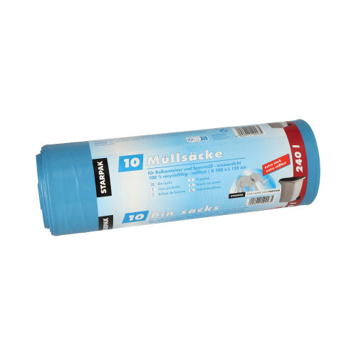 Papstar 6x 10 Müllsäcke, LDPE 240 l 125 cm x 100 cm blau extra stark und extra reißfest