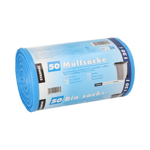 Papstar 4x 50 Müllsäcke, HDPE 120 l 110 cm x 70 cm blau