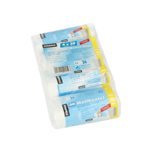 Papstar 12x 120 Müllbeutel mit Tragegriffen, HDPE 10 l 42 cm x 39,5 cm transparent