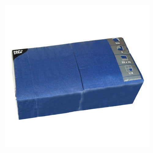 Papstar 1.000 Servietten, 3-lagig 1/4-Falz 33 cm x 33 cm dunkelblau