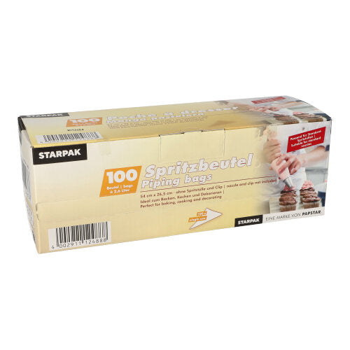 Papstar 12x 100 Spritzbeutel 2,6 l 54 cm x 26,5 cm transparent