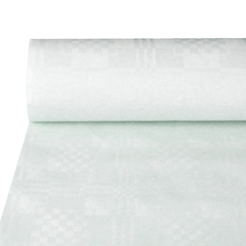 Papstar 10x Papiertischtuch mit Damastprägung 25 m x 1 m weiss