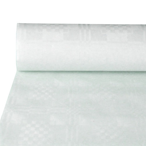 Papstar 6x Papiertischtuch mit Damastprägung 50 m x 0,8 m weiss
