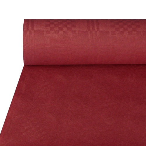 Papstar 4x Papiertischtuch mit Damastprägung 50 m x 1 m bordeaux